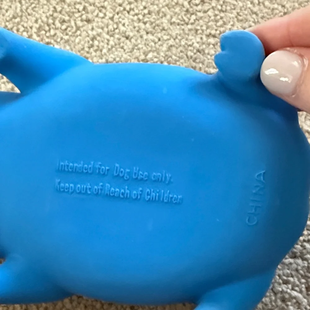 Set of 3 Colorful Rubber Pig Dog Toys - Blue, Teal, Green Pig Squeaky Dog Toy